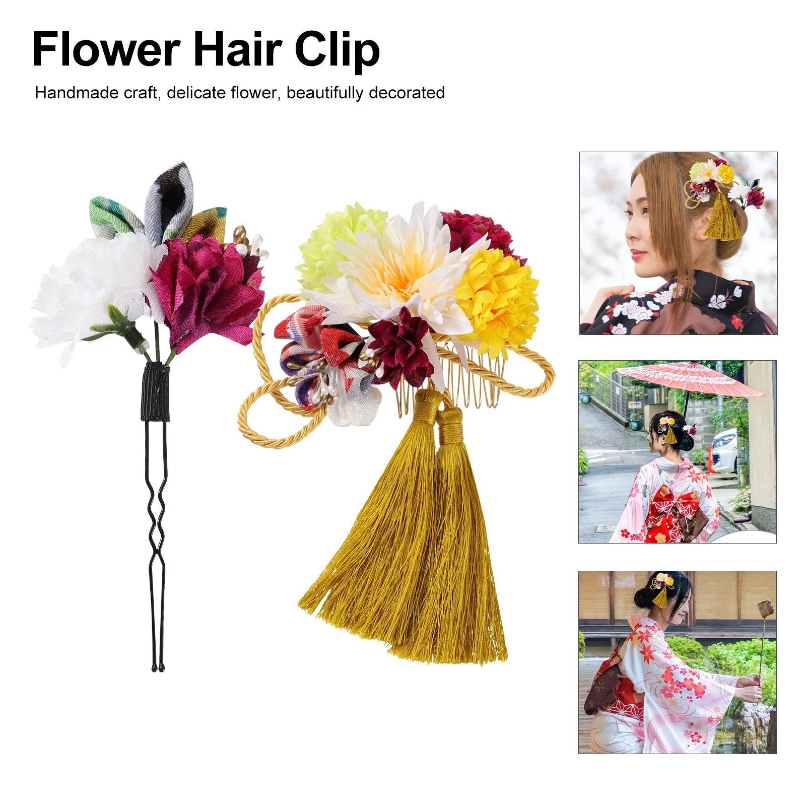 

Kimono Headgear Hair Accessories for Wedding Bride Comb Japanese Style Pin Clips Flower Bridal Women