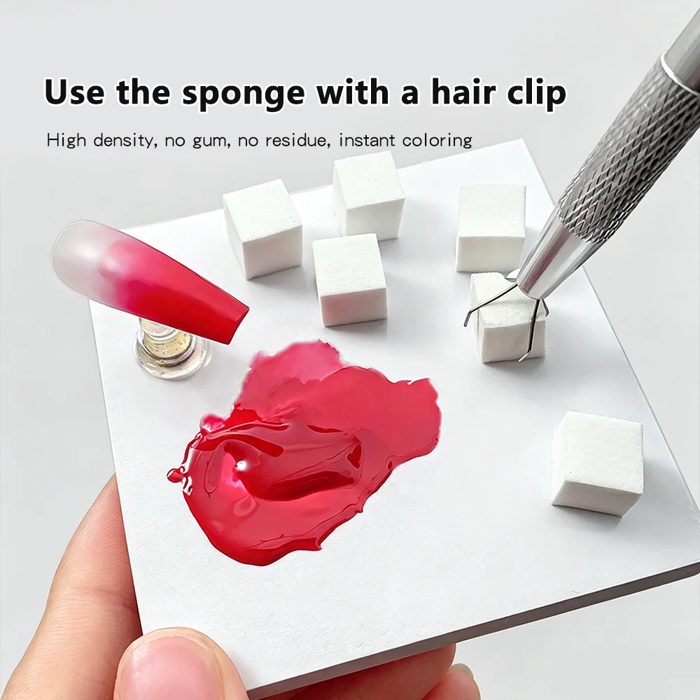 10X10MM Square Nail Gradient Sponge Manicure Blending Sponge With Grabber Pen Nail Art Supplies Gradient Blending Effects 100PCS