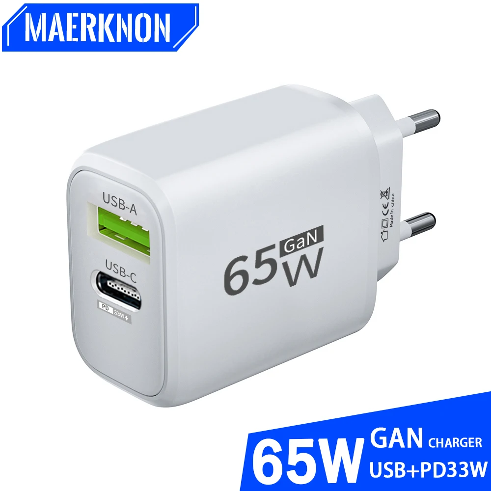 USB C Charger 65W GaN PD Type C Fast Charging Wall Adapter for iPhone 15 Pro Xiaomi 14 13 Samsung Quick Charge 3.0 Phone Charger