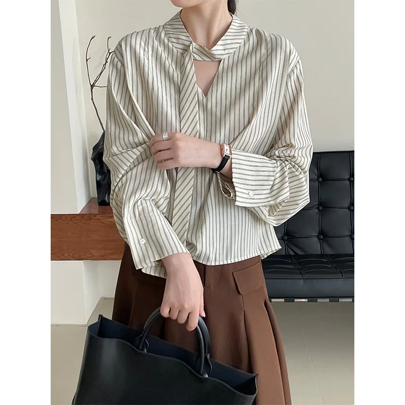 

Shirts Blouses New Long Striped Shirt Women Long Sleeve Casual Shirts Large Tops Summer Plain Button Leading strip Up Shirts