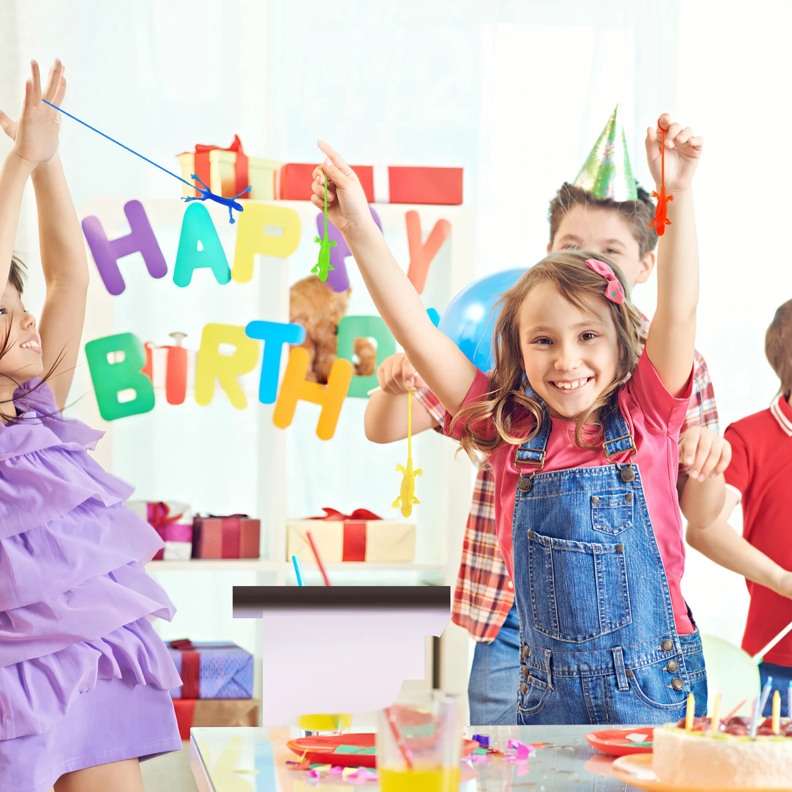 5-pcs Kids Rekbaar Voor Kinderen Squishy Tpr Party Bag Fillers Stress Relief Speelgoed Hagedis Versieringen Hagedis Rekwisieten Elastisch