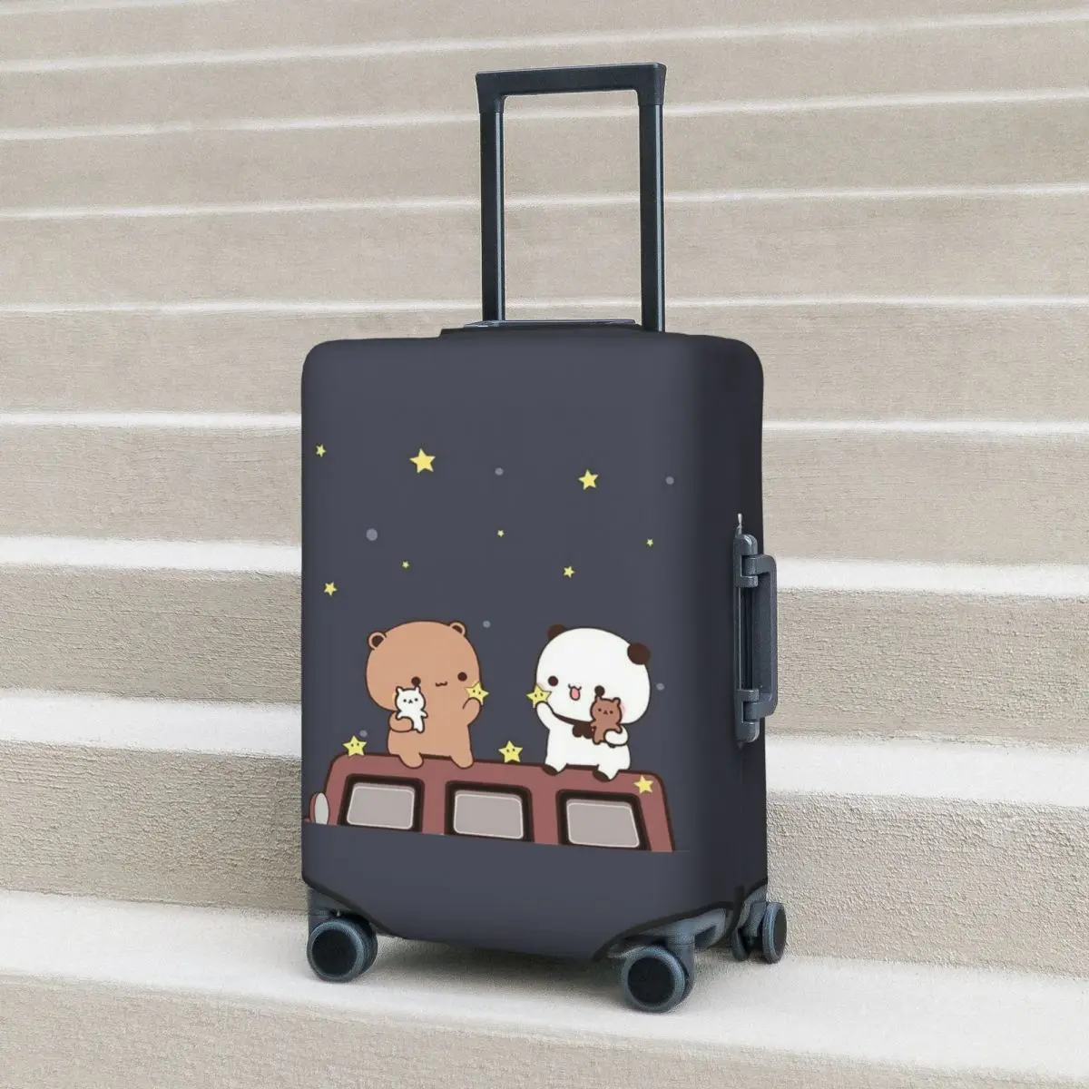 

Bubu And Dudu Watching The Moon Togethe Suitcase Cover Protection Elastic Travel Luggage Protector Covers for 18-32 Inch