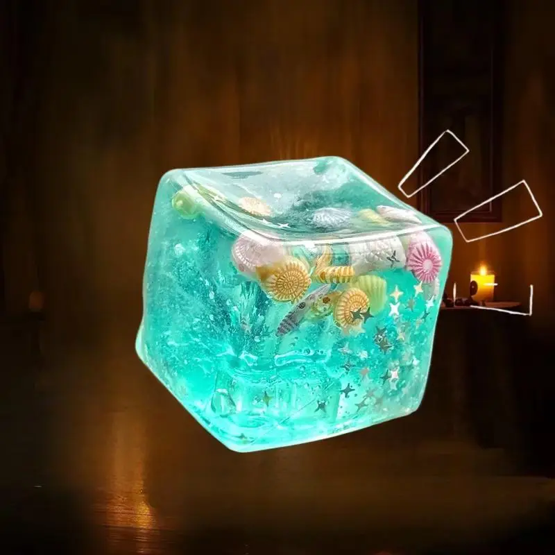 Taba's 1 Uds. Cubo de crecimiento lento con temática oceánica, juguete blando sensorial con pelota antiestrés, apretar relajante para adultos y niños