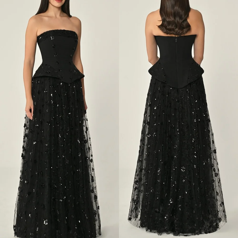 فستان سهرة رائع بدون حمالات بدون أكمام مخصص عالي الجودة من التل فساتين لحضور الحفلات الموسيقية زهور رقيقة لحفلات الزفاف