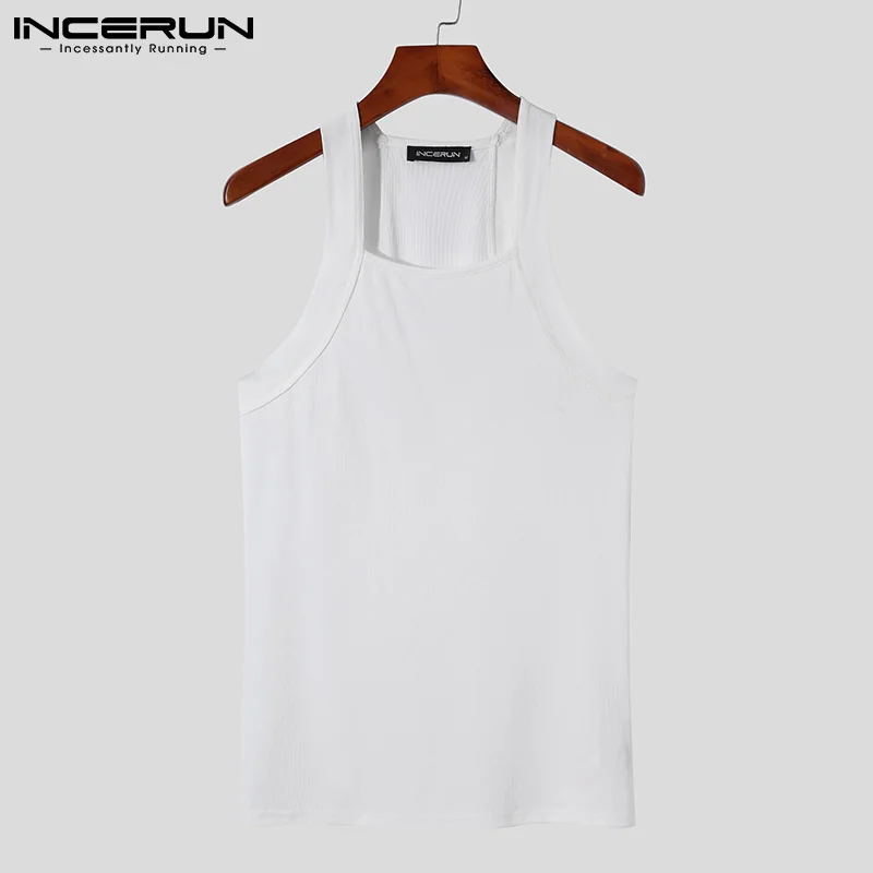 2023 Fashion Men Tank Tops Solid Color O-neck Streetwear Skinny Vacation Casual Vests Sleeveless Party Men Clothes 5XL INCERUN 7