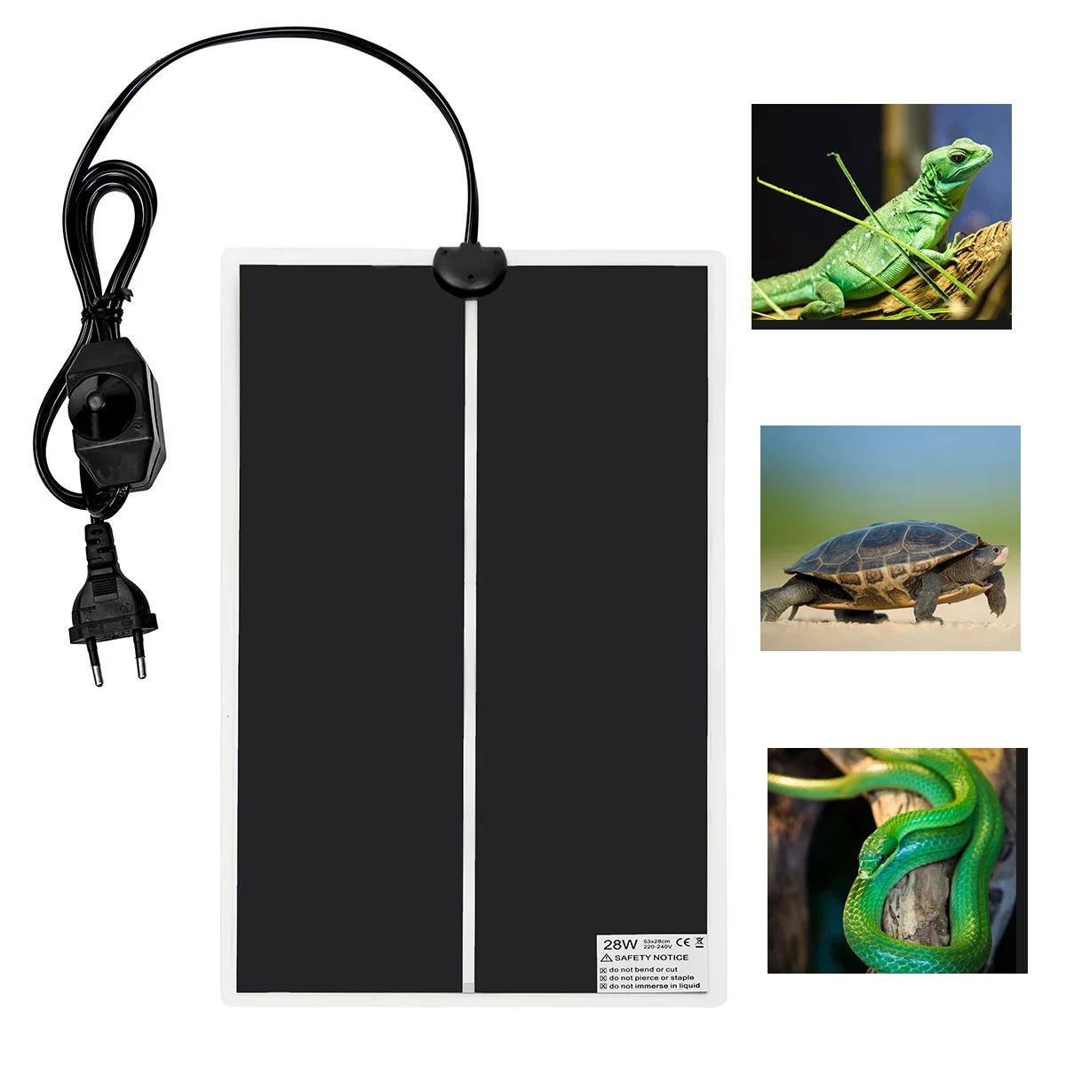 Reptile Heating Pad Aquarium Heat Mat Turtle Tortoise Lizard Climbing Pet Warmer with Adjustable Temperature Controller 220-240V