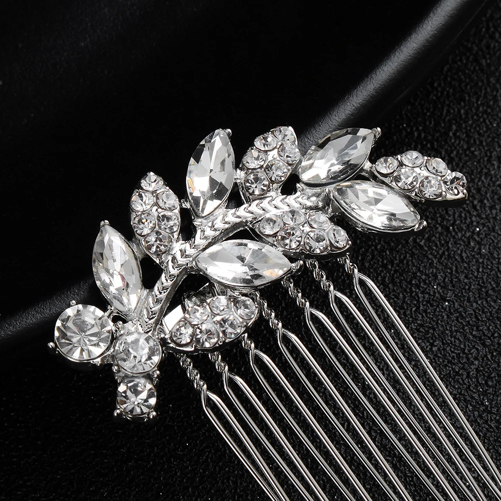 Neuer Haarkamm aus Silberlegierung, handgefertigte Perlen, Strasssteine, modischer Metall-Kopfschmuck, elegantes Haarschmuck-Accessoire für Frauen – Detail 20