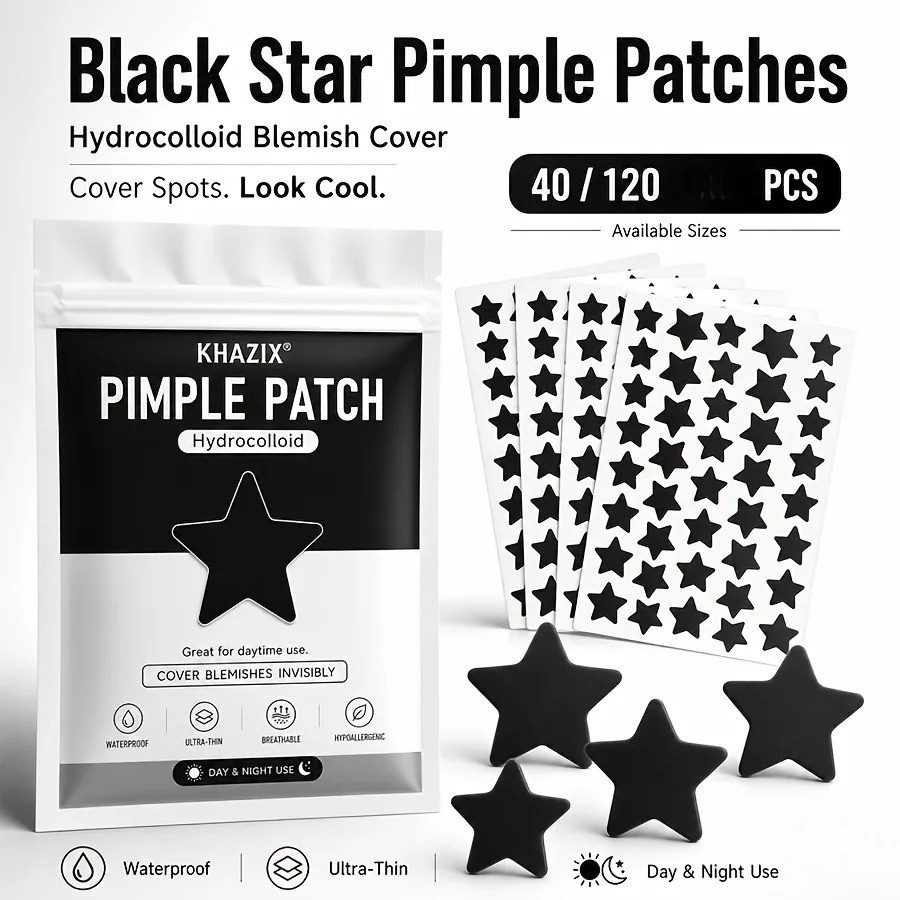 40/120PCS  Black Star Invisible Water Gel Acne Patch, providing a light, breathable and comfortable coverage