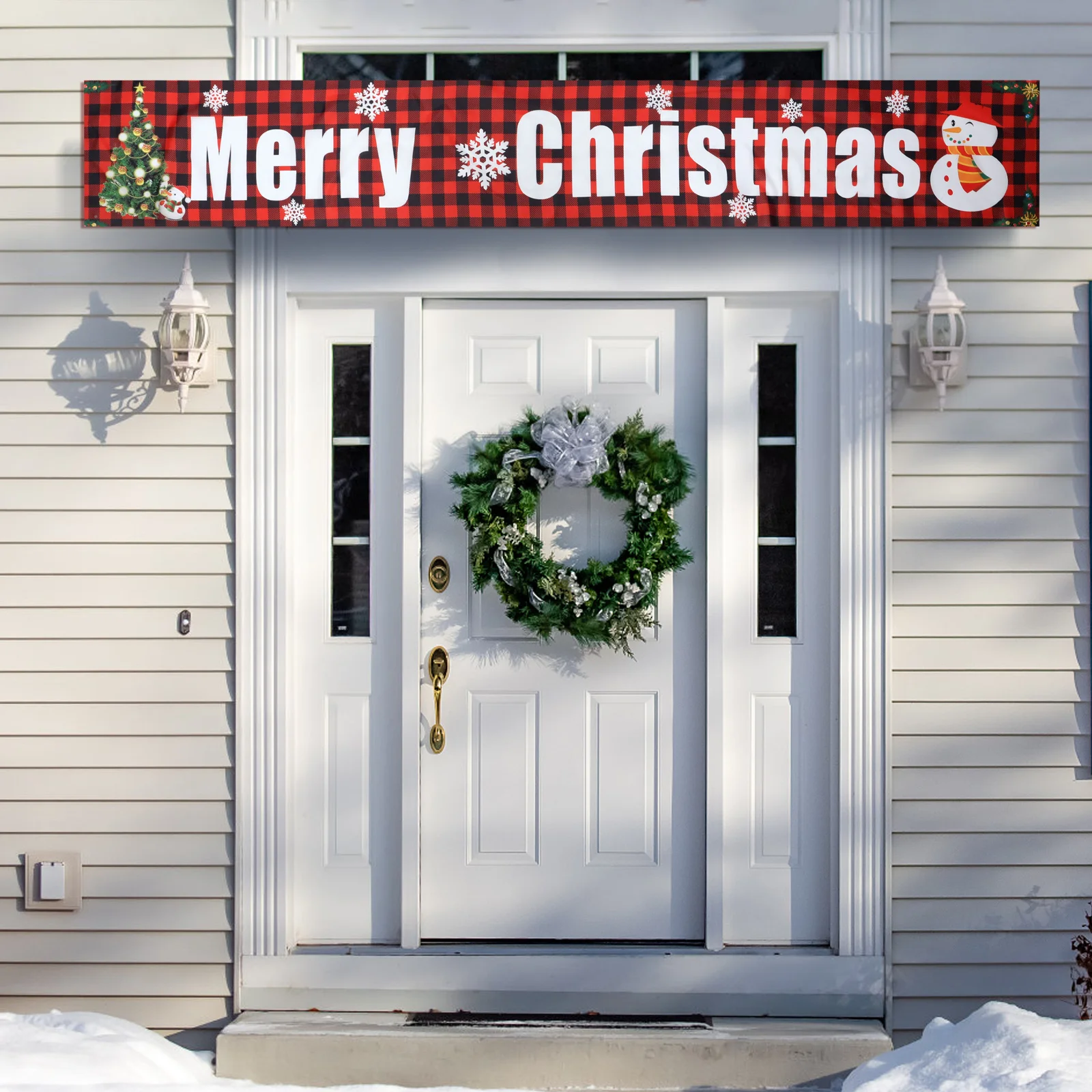 

Christmas Scene Banner Festive Party Supplies Xmas Decoration Polyester Bright Color Fade-Resistant Banner For Home Wall