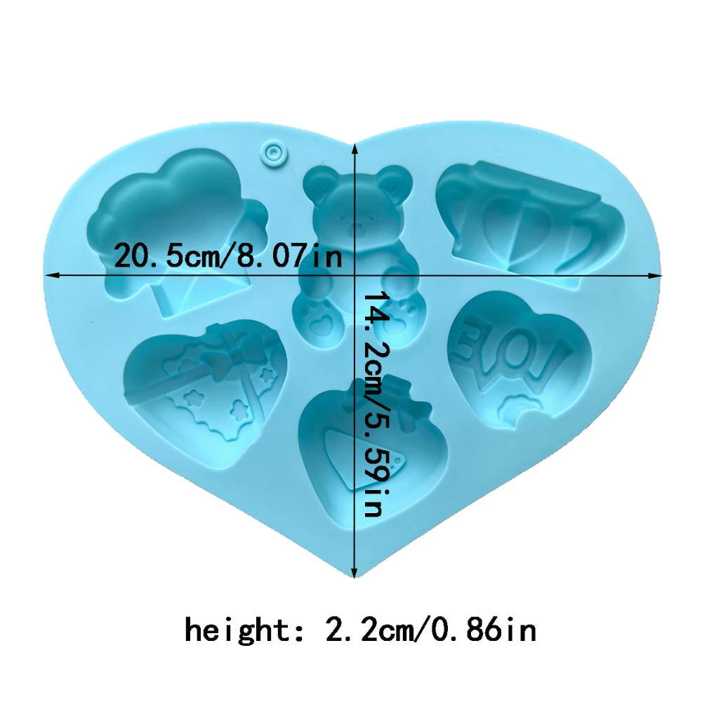 1pc Valentine\'s Day Theme Chocolate Silicone DIY Soft Candy Mold Bear Shape Baking Resin Soap Wax Melting Ice Jelly Mold