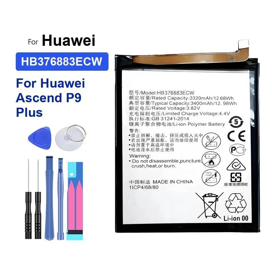 

Mobile Phone Battery HB376883ECW For Huawei Ascend P9 Plus High-Capacity 3400Mah
