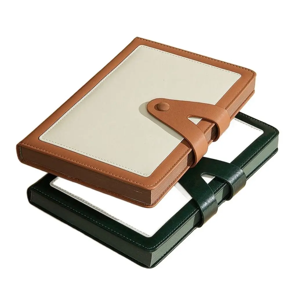 便利な A5 日記帳 バックル付き 厚手 会議用メモ帳 レトロ PU スケジュール帳 学校用