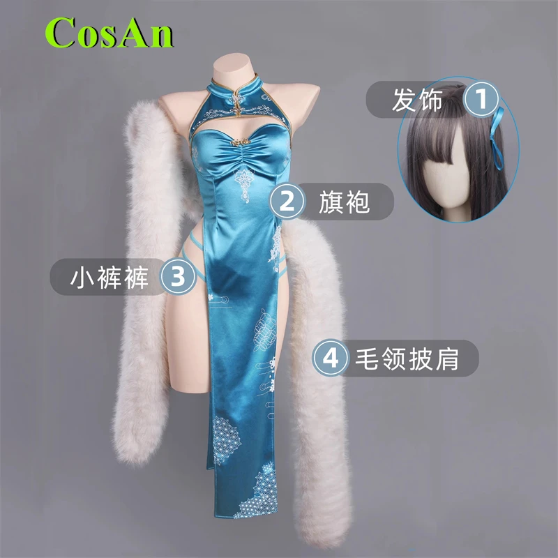 

CosAn Game Blue Archive Ichinose Asuna Cosplay Costume Blue Cheongsam Dress Role Play Clothing Comic Exhibition Hallowmas