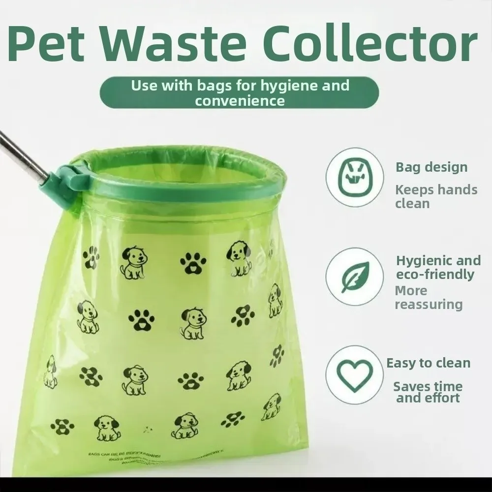 Retractable Dog Poop Scooper Long Handle Non-Contact Pet Waste Cleaner Scalable Foldable Dog Poop Catcher Outdoor Walking