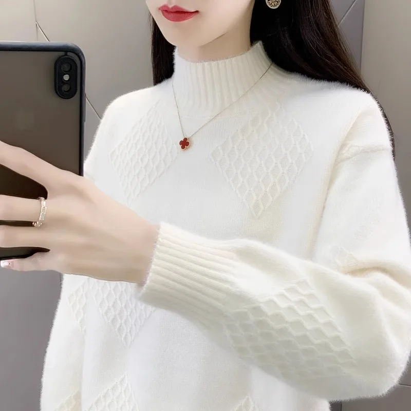 

Thiened шерстяной вязаный свитер, женский зимний новый пуловер Turtlene с высоким воротником, белый топ для внутренней одежды