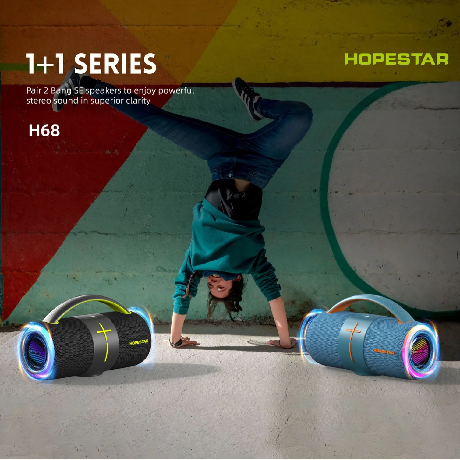 HOPESTAR H68 Draadloze Luidsprekers Krachtige Kolom Draagbare 80W High Power Super Bass Stereo Subwoofer Muziekcentrum LED Knippert
