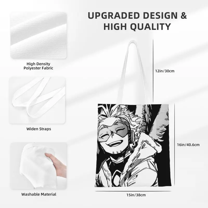 Fashion Printing My Hero Academia Tote Shopping Bags Portable Canvas Shopper Shoulder Bnha Mha Hawk Keigo Takami Handbag