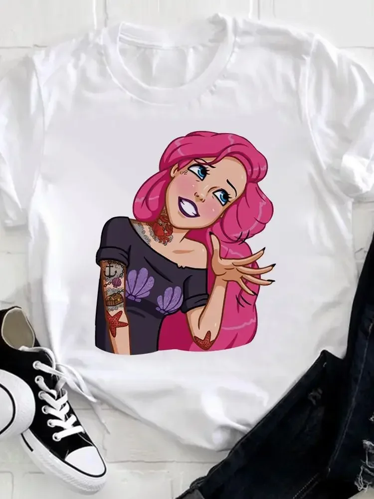 

New Fashion Women Jasmine Princess Short Sleeve T-Shirt Harajuku Trend Streetwear Casual T Shirt Female Harajuku