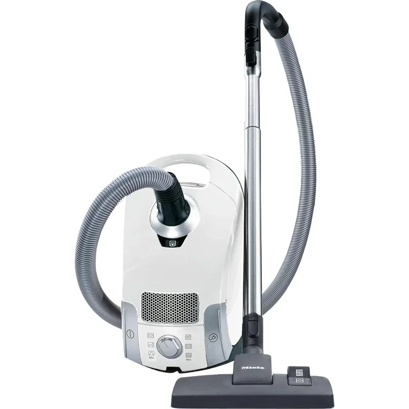 

Pure Bagged Canister Vacuum with High Suction Power Designed for Hard Floors and Low-Pile Carpet, Lotus White