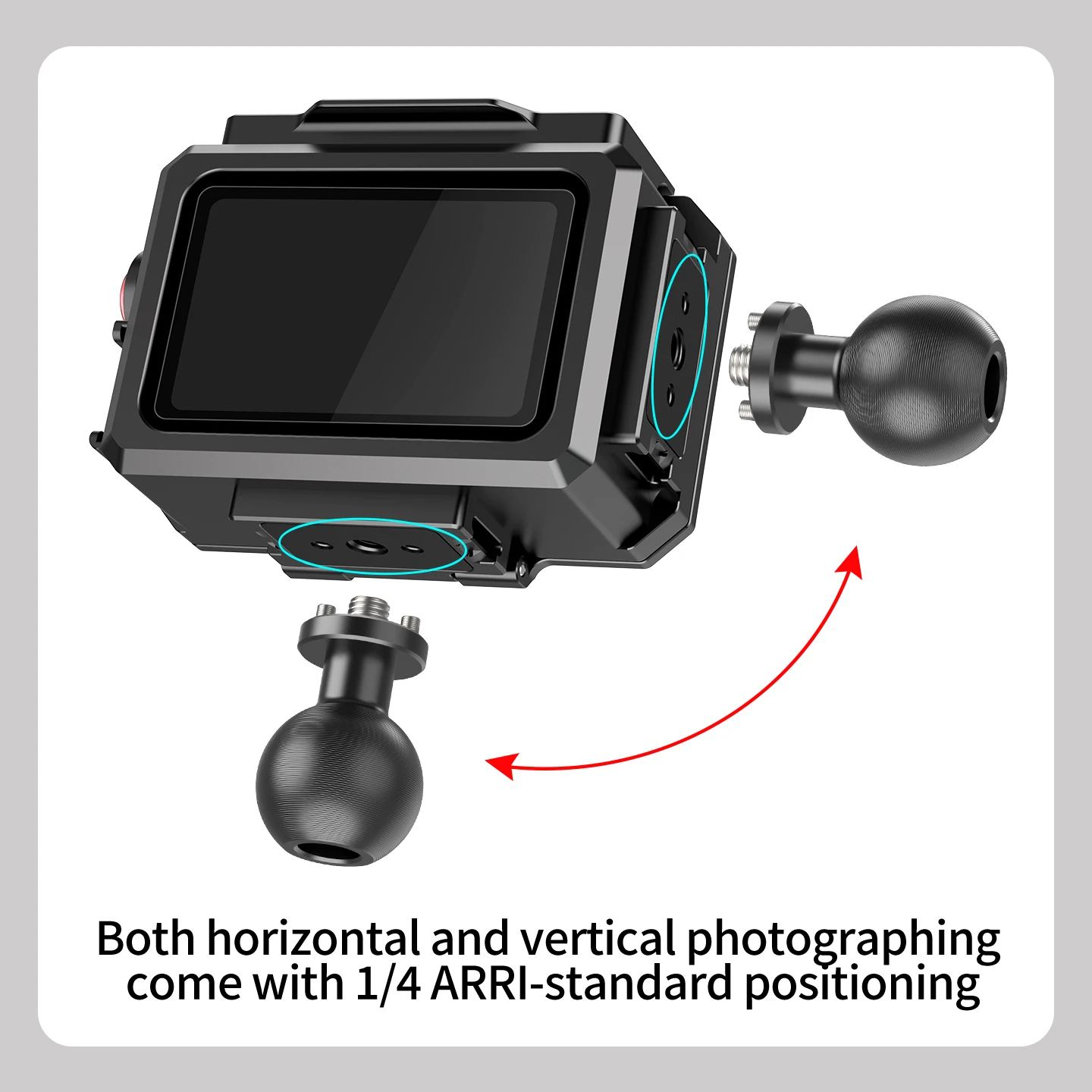 80m Wasserdichtes Gehäuse für DJI Osmo Action 6 Aluminiumlegierung Kamera-Tauchgehäuse Magnetischer Schnellverschluss Vertikal-Horizontal-Umschaltung – Detail 10