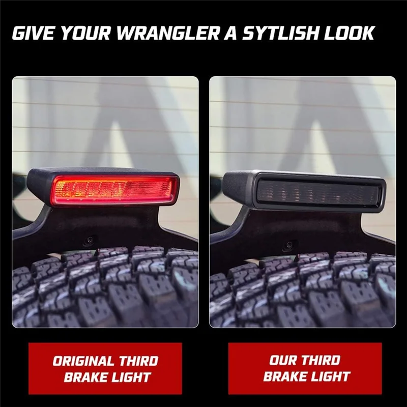 LED 3Rd ضوء الفرامل ل جيب رانجلر JL 2018-2024 الخلفية عالية جبل وقف ضوء مصباح مكبح عدسة المدخن #6