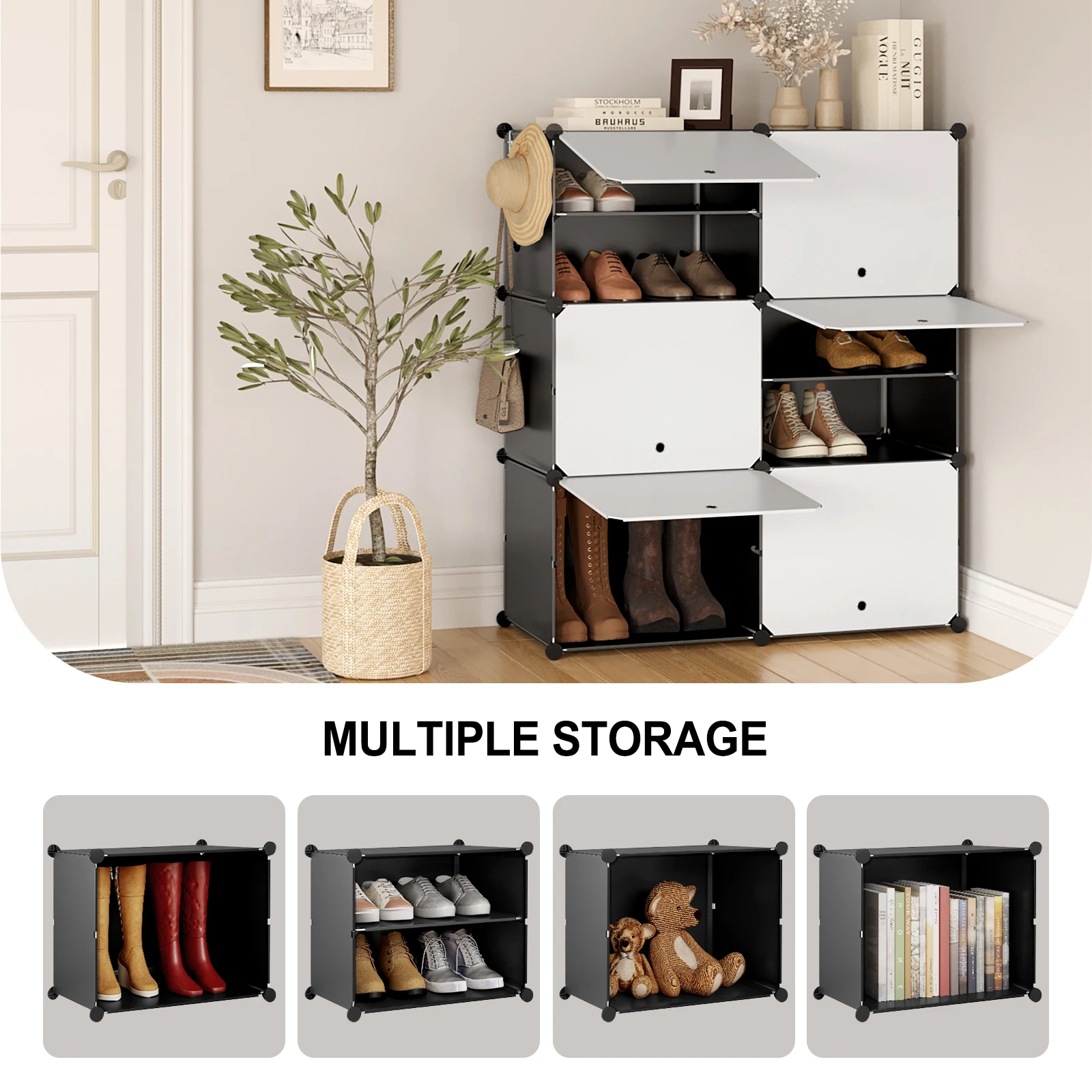 Schuh ablage Box Schuhs chrank mit 6 Fächern Türen modulare Kunststoff Schuh regal Regal für Flur Wohnzimmer Schlafzimmer