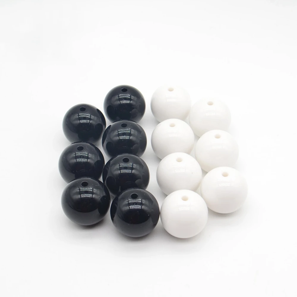 4/22/25/30MM Polished Acrylic Solid Straight Hole Black White Color Round Beads DIY Beaded Bag Toy Material Loose Bead Wholesale