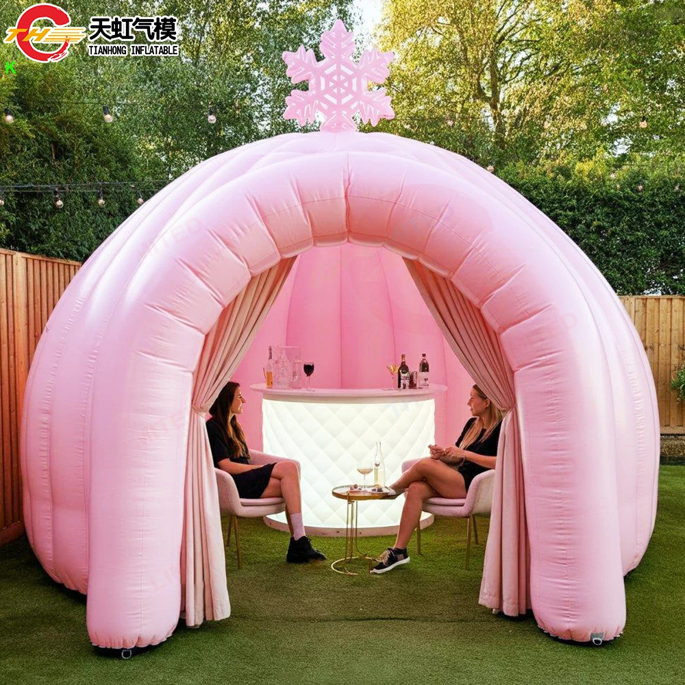 Fast Shipping New Design Inflatable Dome Tent with LED Lighting Outdoor Carnival Party Inflatable Ice Bar with Snowflake