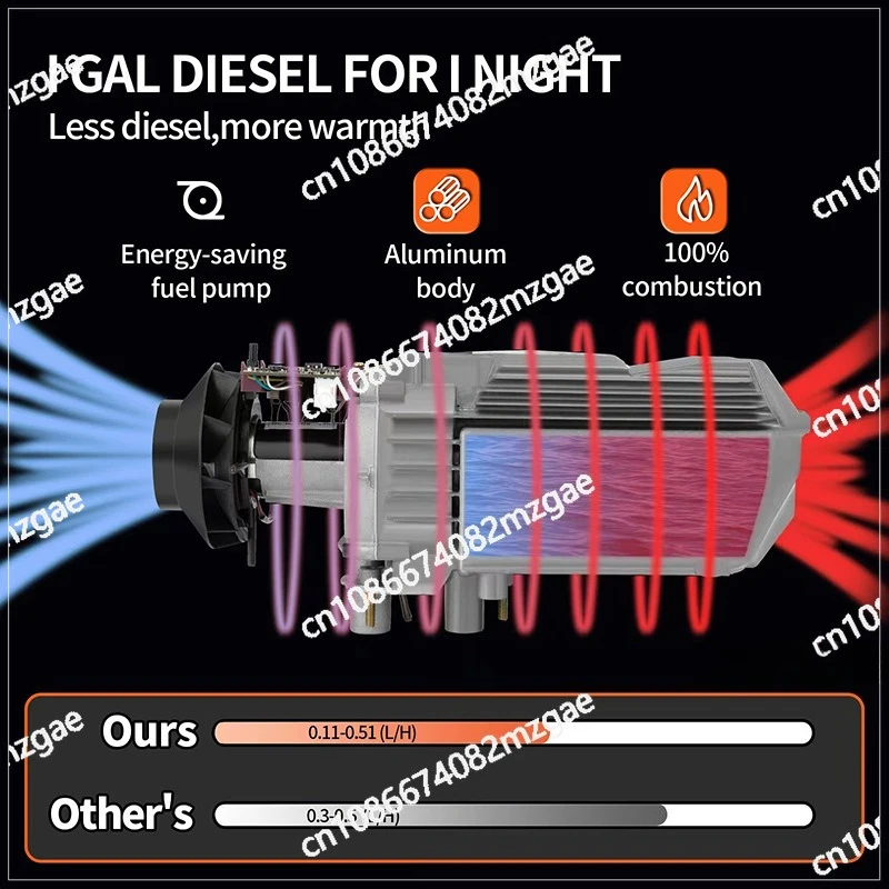 24V Truck Parking Diesel Air Heater Engine 12V RV Water Tank Preheating Air Heating Water Heating Integrated Machine.