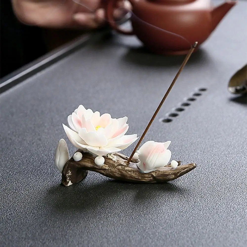 

Ceramics Incense Stick Holder Flower Shape Multifunctional Writing Brush Stand Elegant Crafts Tea Table Oraments Yoga Studios