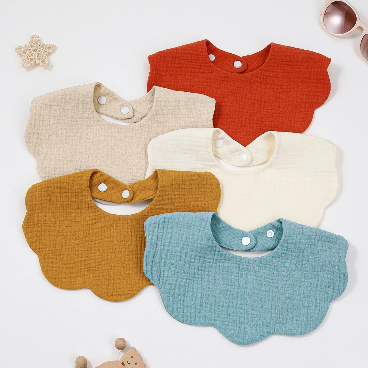 

3/4/5 шт. хлопковые нагрудники с рюшами для новорожденных, детские нагрудники для кормления слюней, милое Salive полотенце для малышей, Лидер продаж, ткань для отрыжки