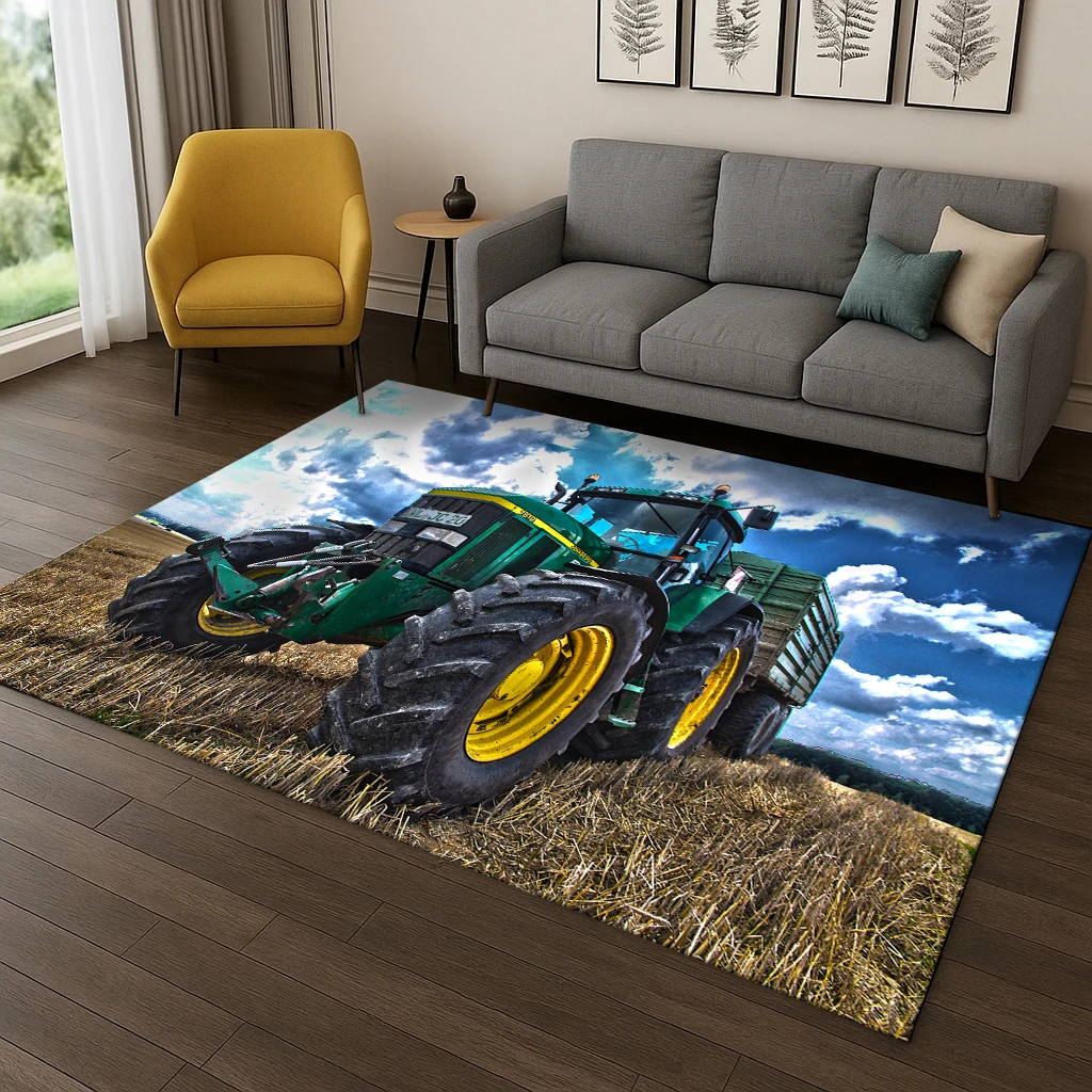 

3D Vehicle Print Rug – Car, Tractor & Truck Series, Non-Slip Play Mat for Kids, Living Room, Bedroom, Kitchen & Home Decor