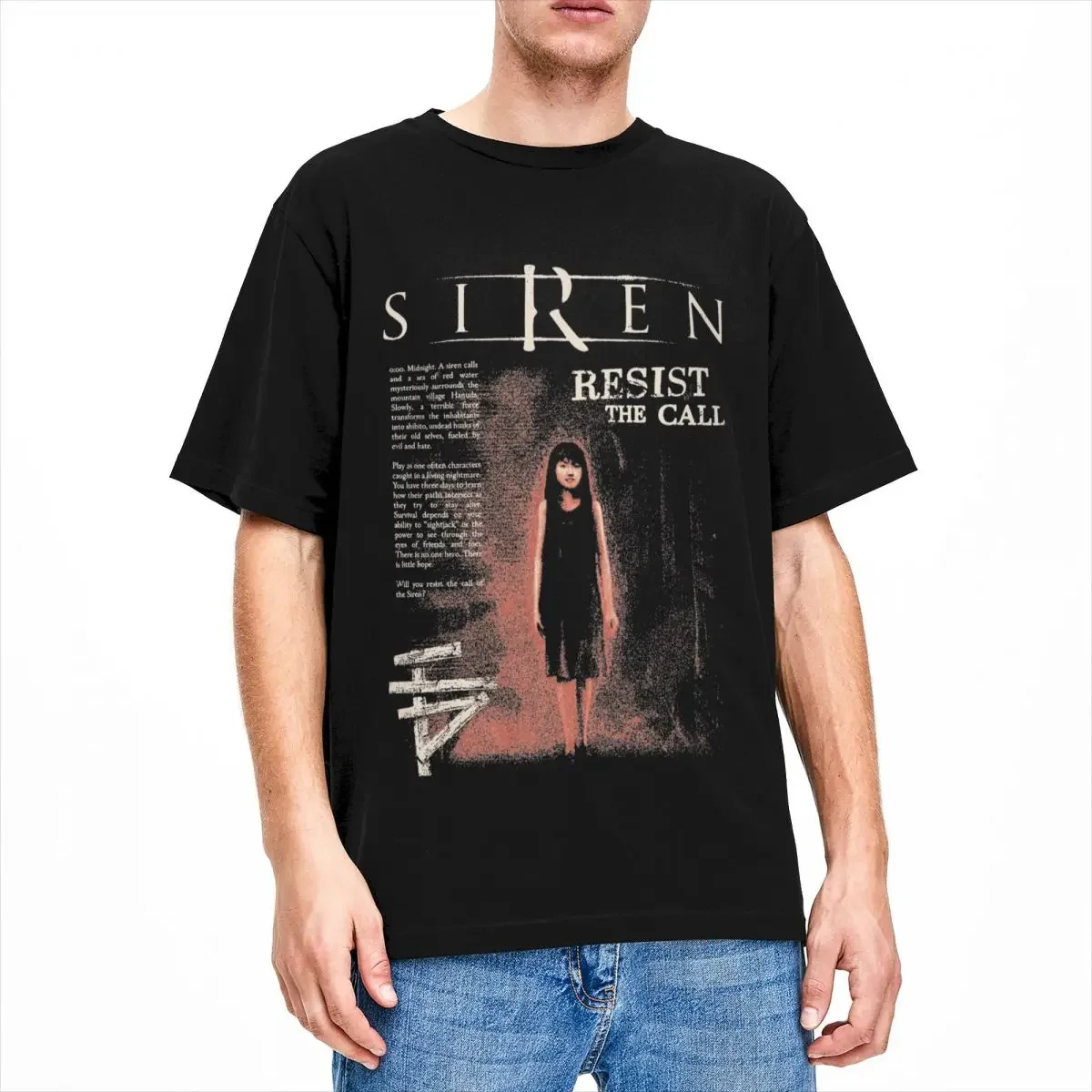 Fun Silent Hill SIREN Resist The Call T-Shirts Men Crewneck Cotton T Shirts Short Sleeve Tees 4XL 5XL 6XL Clothing