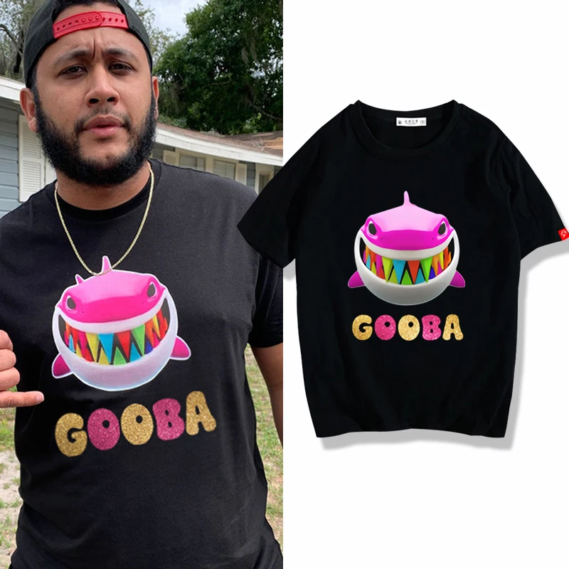 6ix9ine GOOBA Cartoon Shark Print Short Sleeve T-shirt Male Rainbow Brother 69 Clothes T-shirt Base Shirt Arrival Casual Daily