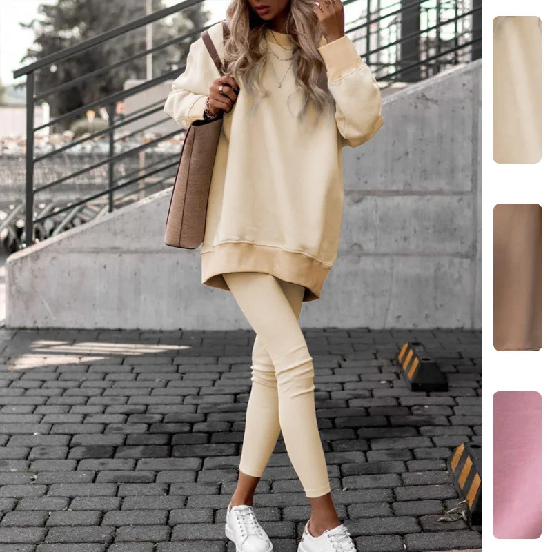 

Fashionable Women's round Neck Asymmetrical Tight Dress Spring 2026 New Arrival Elegant Commute Style Casual Sport Suit