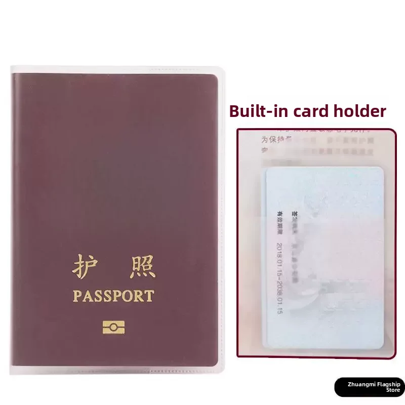 Thickened Transparent Protection Case for Passport with Card Holder Waterproof Wear-resistant Multi-card Slot Frosted for Stu... view 3
