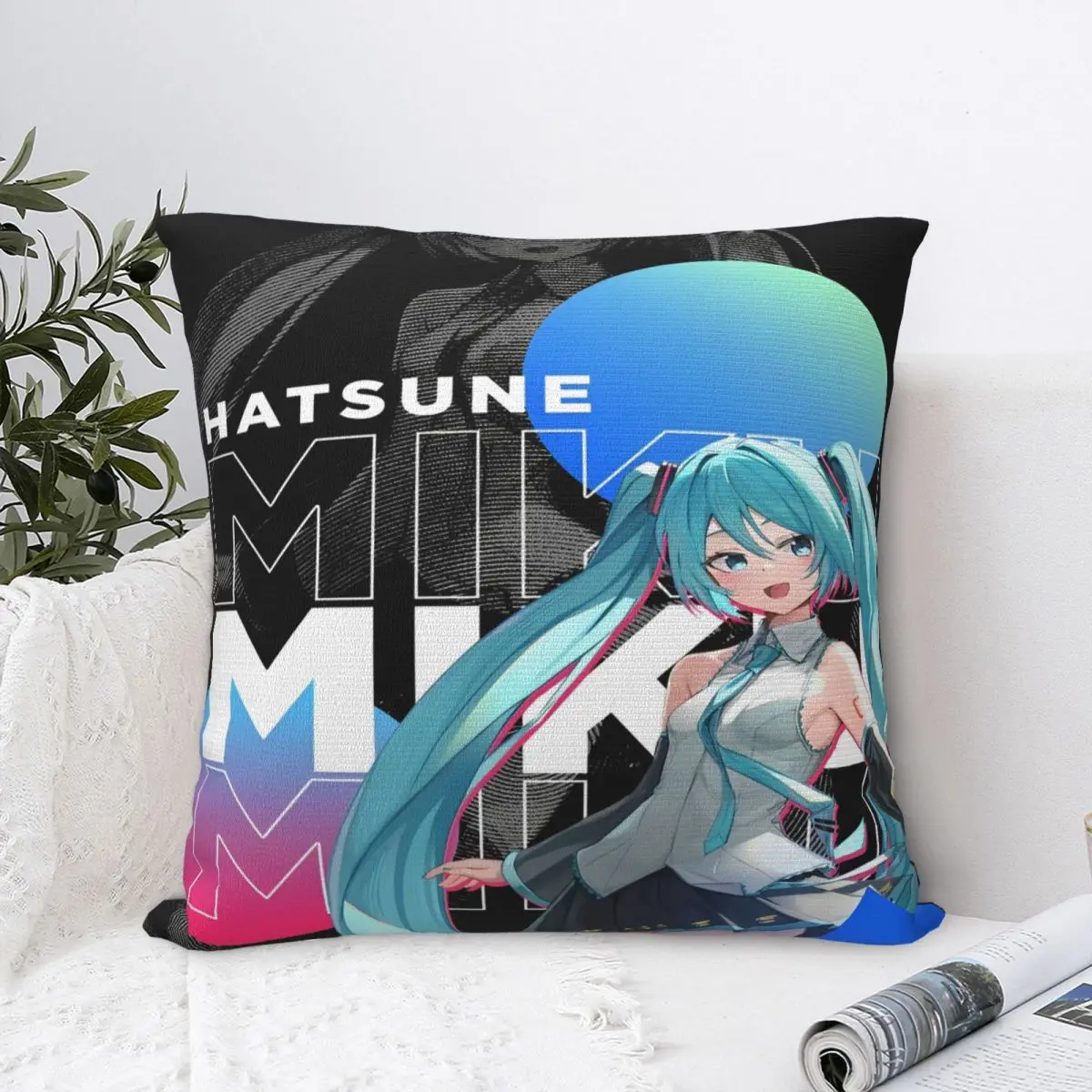 Hatsune Miku cantante música Anime funda de almohada con estampado funda de cojín fundas de almohada nuevo estilo decoraciones para sillas cuadradas de varios tamaños