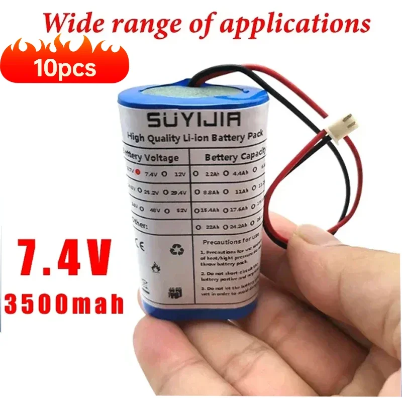 7.4V 3500mah 18650 Li-ion Battery 2S1P Backup Battery Pack W/ BMS for Electric Toys Water Bullet Gun RC Car Truck Boat Toys