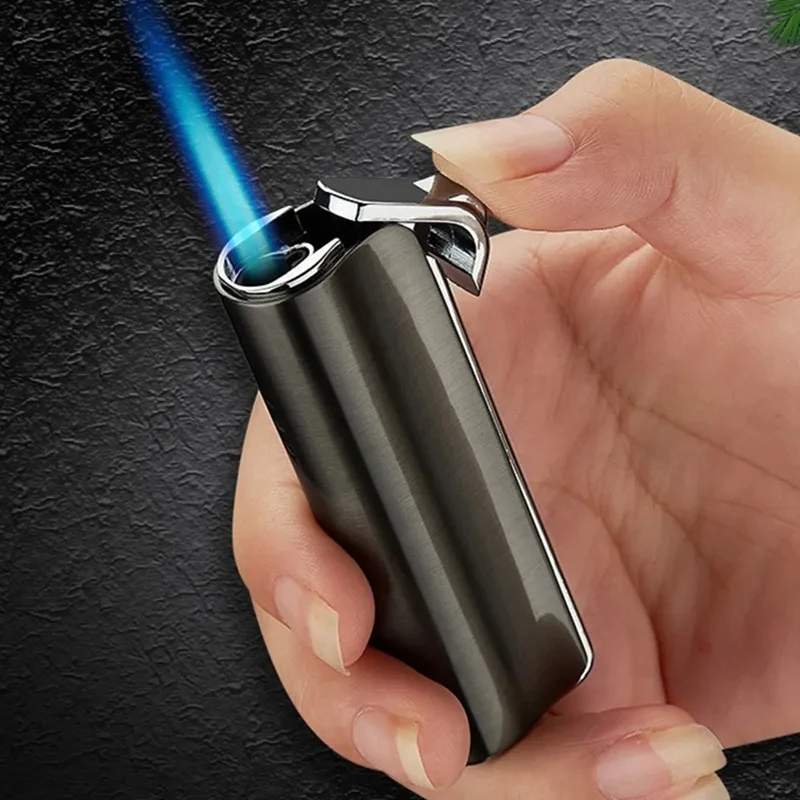 

Hot Windproof Gas Direct Injection Butane Turbo Blue Flame Metal Lighter Outdoor Portable Barbecue Cigar High end Men's Gifts