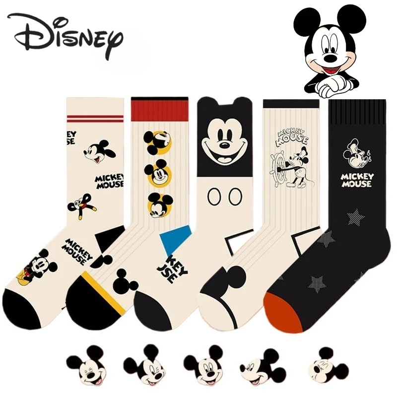 Calzini a tubo centrale carini cartoni animati Disney Topolino creativi personalizzati unisex autunno inverno calzini in puro cotone regali di merchandise anime