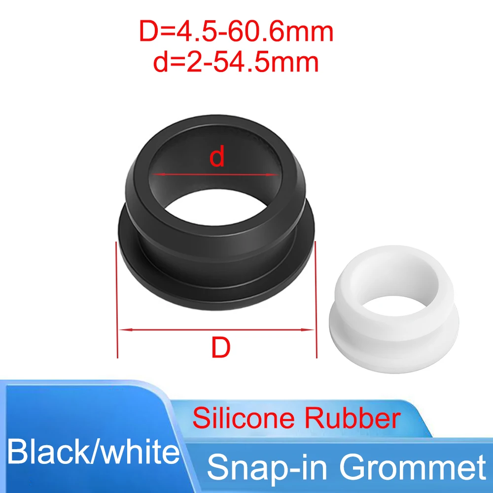 

Snap-on Silicone Rubber Grommet O-ring Seal Gasket Black/White Hollow Hole Plug Coil Ring Cable/Wire Protect Bushings 4.5-60.6mm