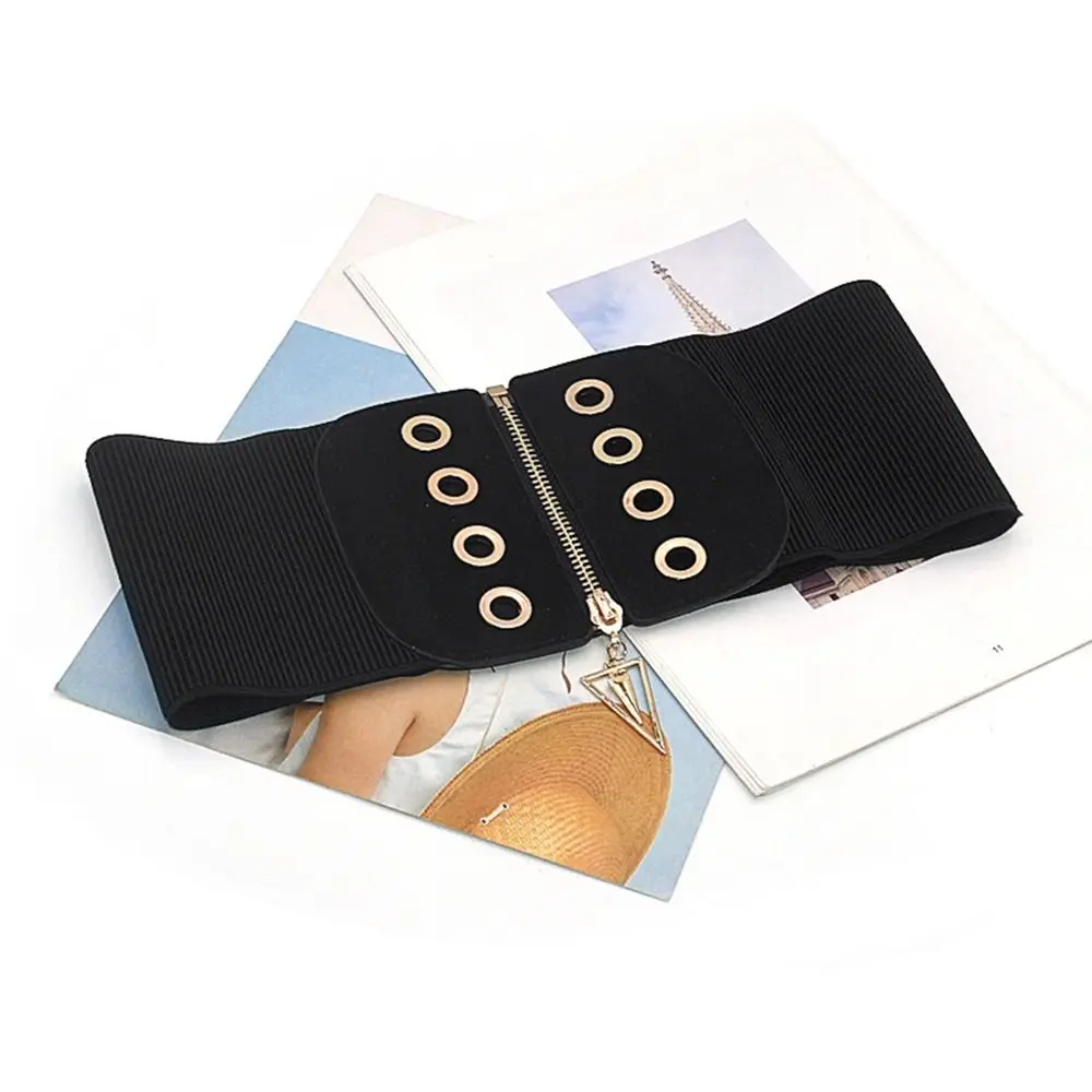 حزام مشد مرن عريض عتيق، خصر مرن أسود، أحزمة واسعة مقاس كبير، حزام بيبلوم لمعطف فستان التنورة