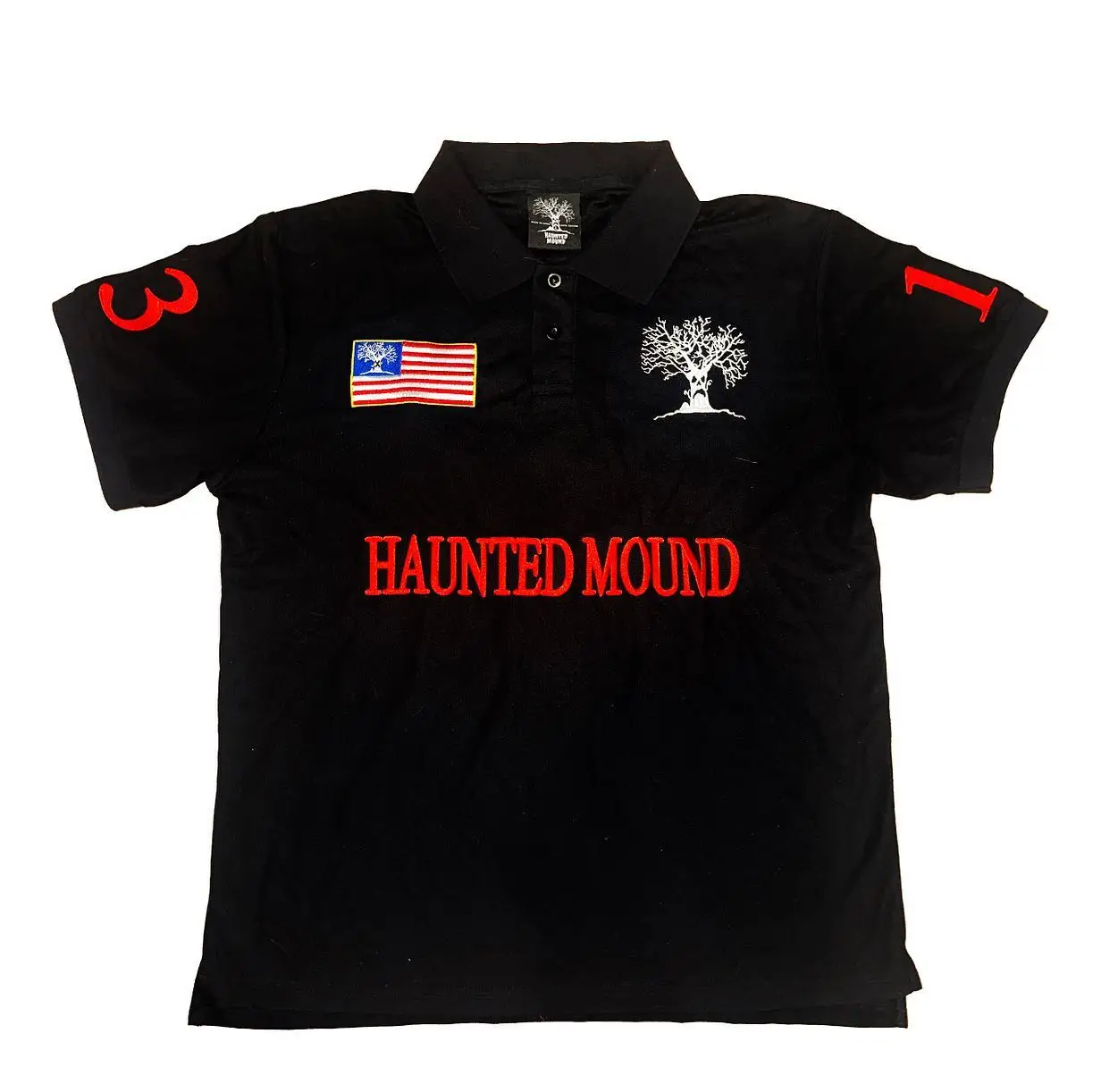 America Y2k Retro Trendy Haunted Mound Polo Shirt Gothic Graphic Embroidery Turndown Collar T Shirts Men Tops Baseball Clothing