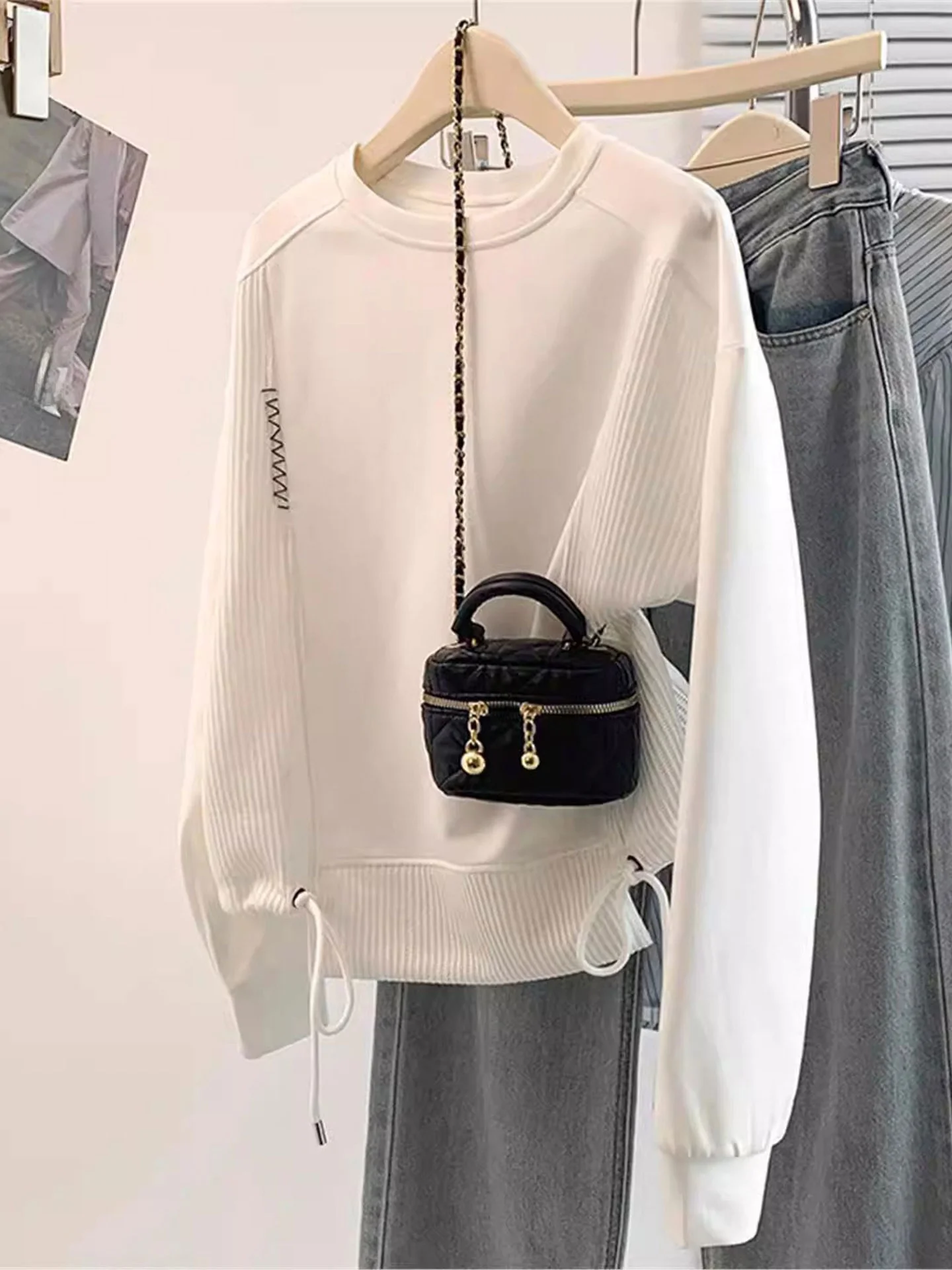 

Ele Long Sve Hoodie Women's Faion Spring Casual Sle Dstring Bot Ladies Sweatirt Comfortable Loose Fit