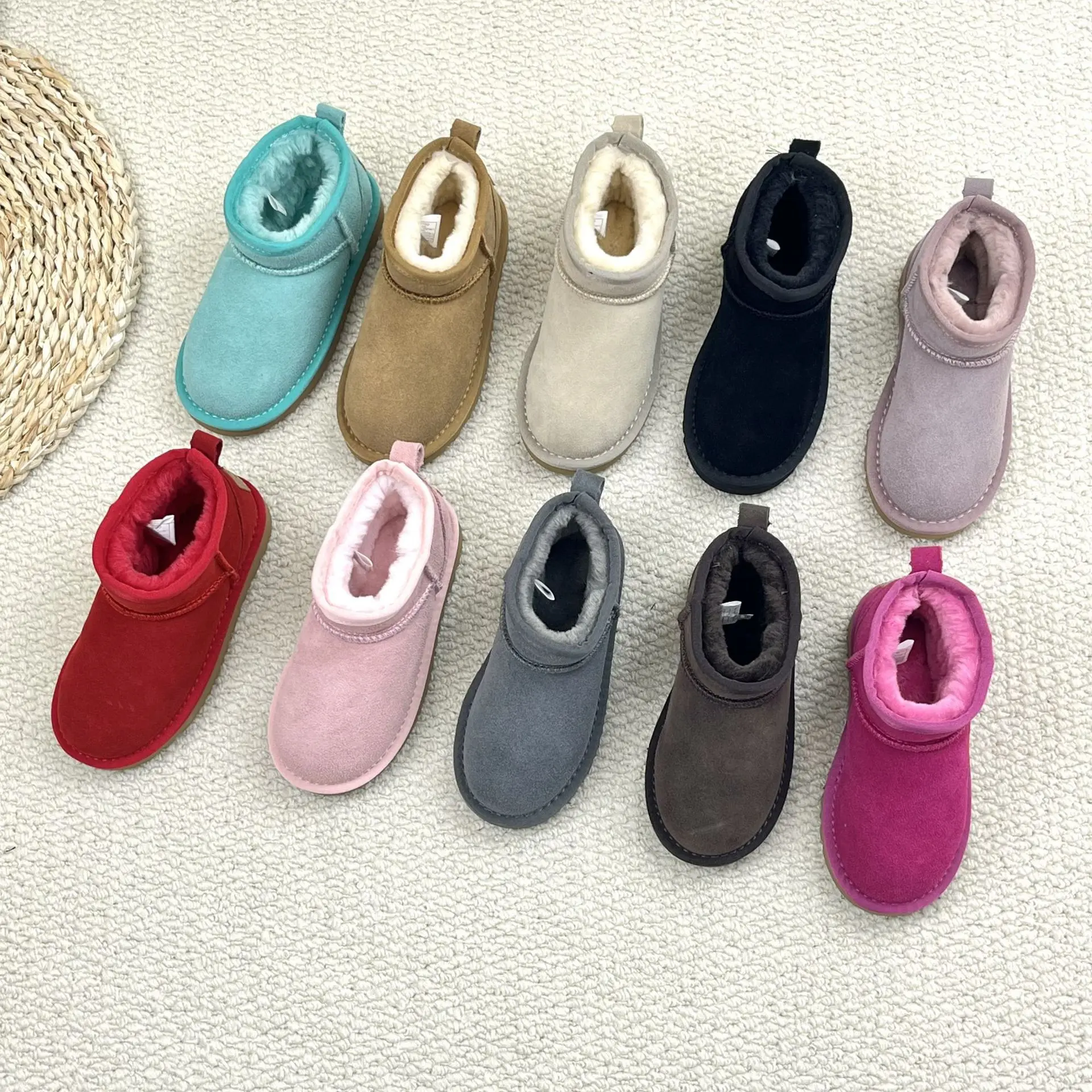 High Top Fluffy Children's Snow Boots Boys Girls Platform Cotton Shoes Kids Winter Thickened Warm Ankle Boots Baby Xmas Gifts