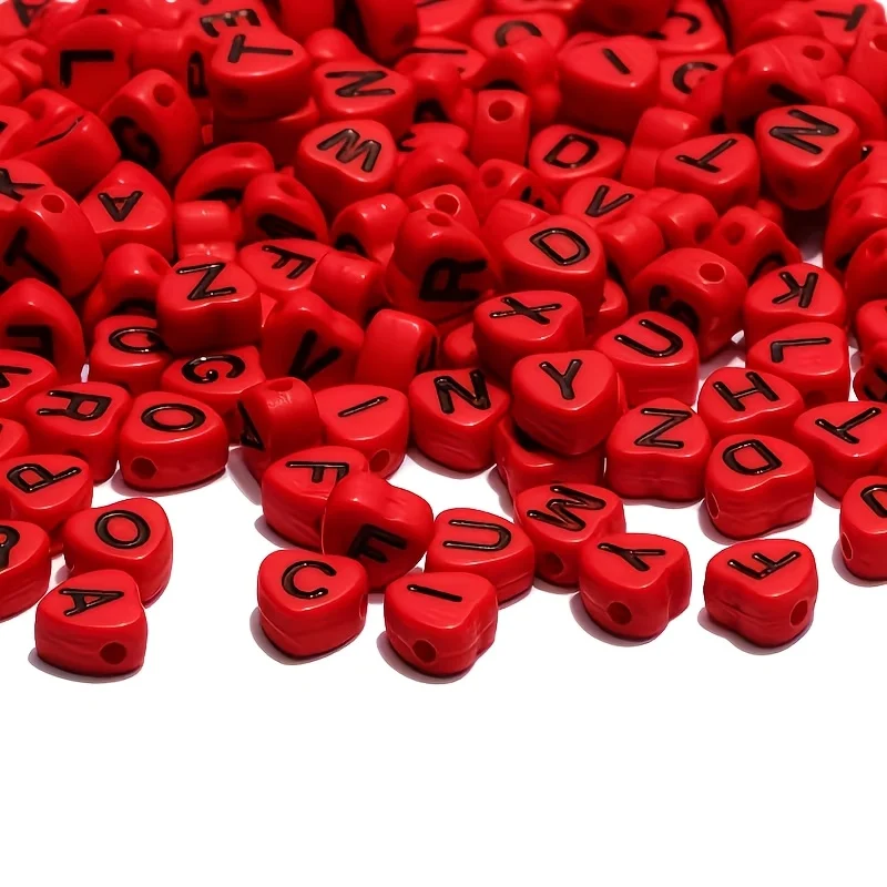 4x7mm 220/440pcs red heart-shaped letter beads, used for making accessories such as bracelets, necklaces, earrings view 4