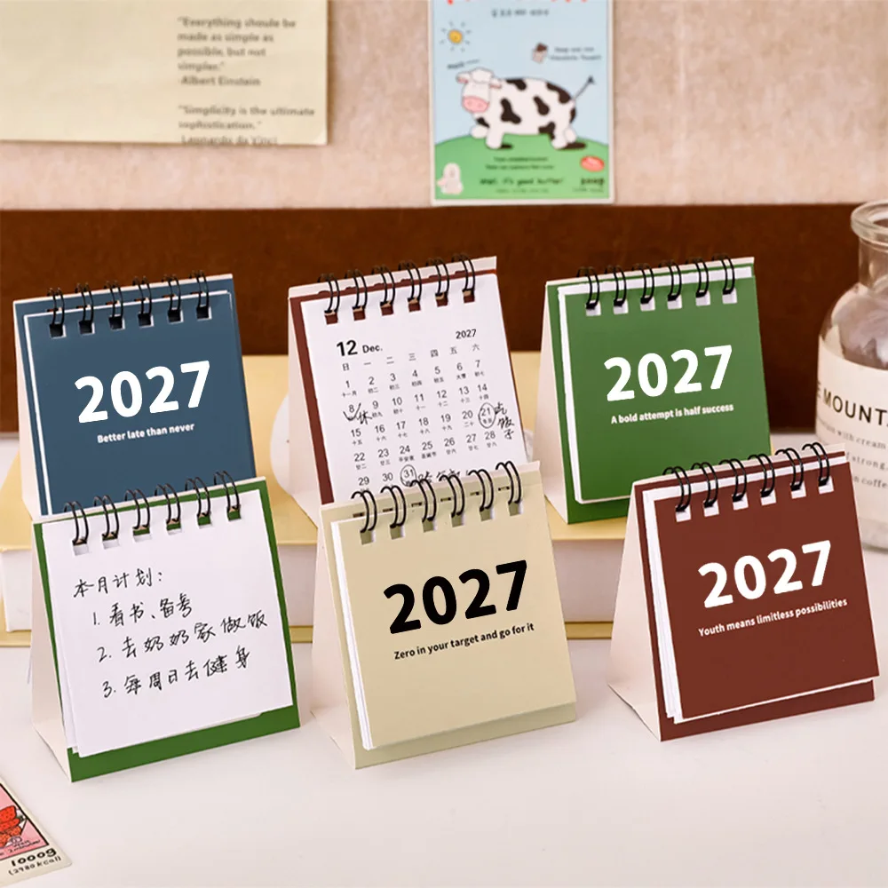 2027 Mini Travel Desk Calendar Portable Pocket Size Monthly Agenda for Home Office School Student Gift Planning