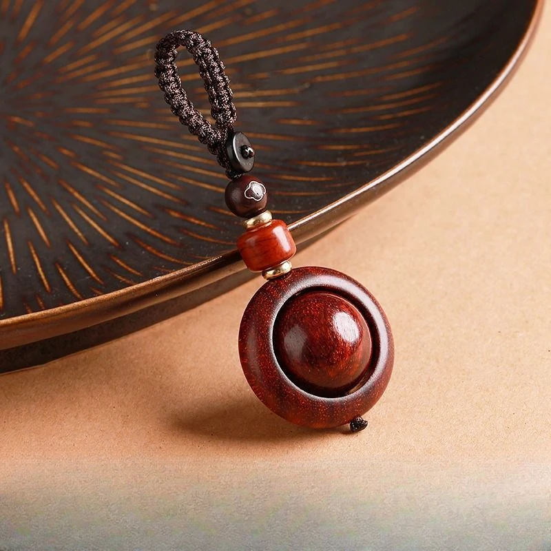 

Sandalwood Keychain Accessories Cinnabar Lucky Beads Zodiac Animals Keyring Bag Pendant Car Key Chain Wooden Buddhist Gift