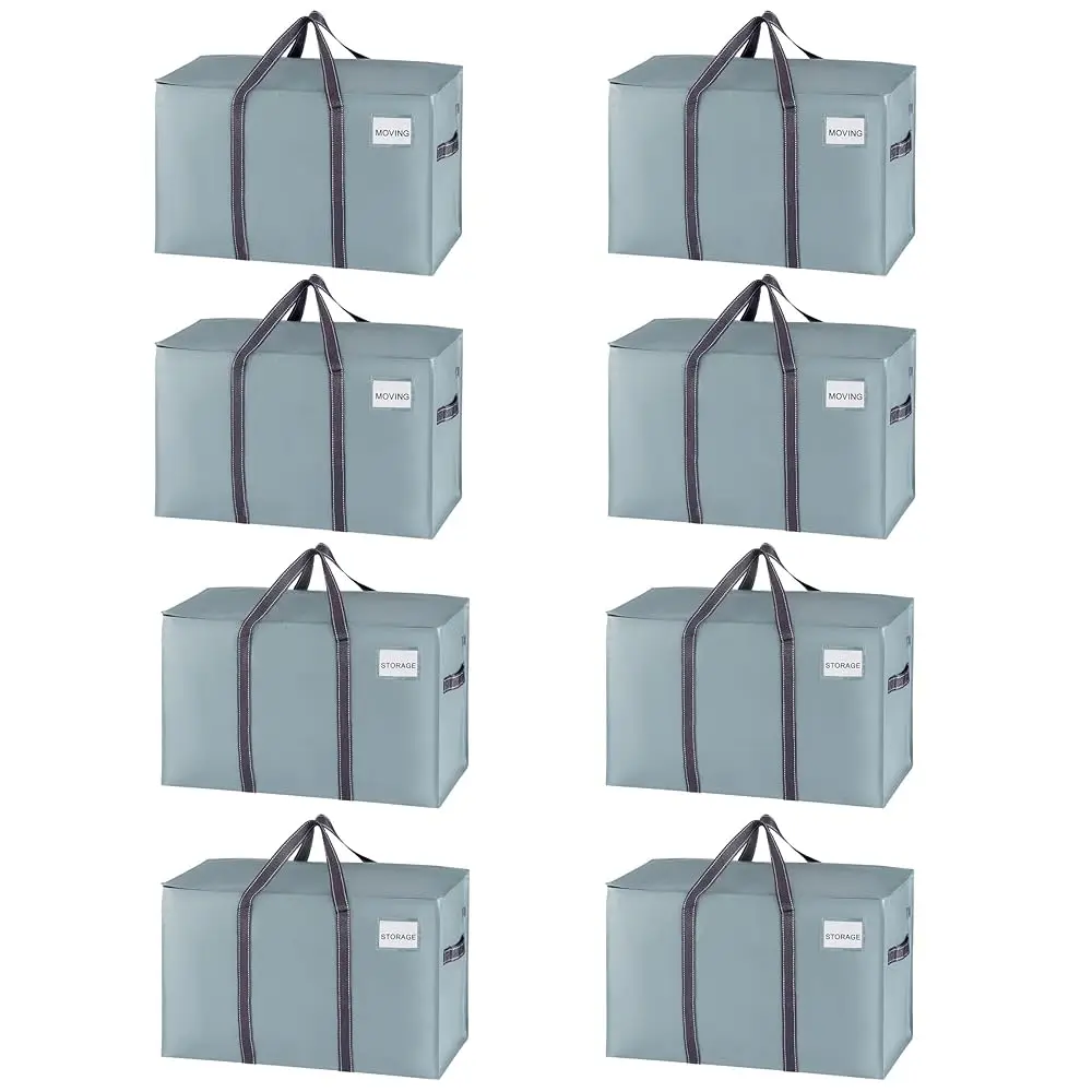 

8 Pa Moving Bags, Heavy Duty, Moving Boxes Alternative, Packing Storage Supplies For Dorm Room Entials With Zipper For Clothes,