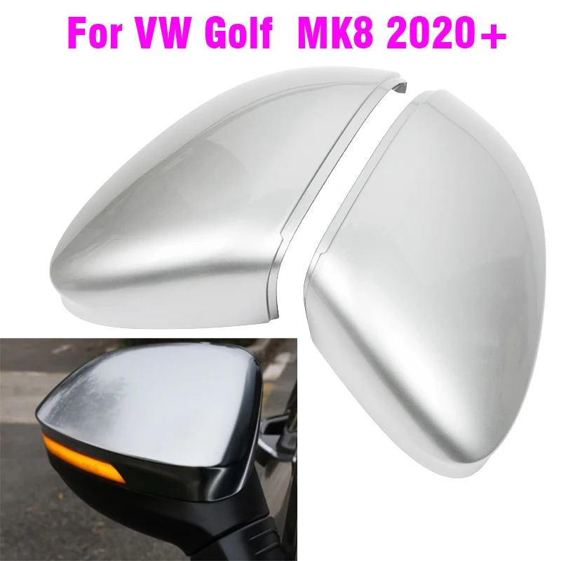 

For VW Golf 8 MK8 ID3 2020 2021 2022 Mirror Covers Caps RearView Mirror Case Cover Matt Silver Covers